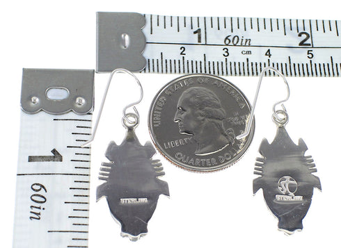 Turquoise Inlay Sterling Silver Southwestern Jewelry Hook Dangle Earrings AX94657
